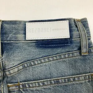 Re/Done | Skirts | Redone 5 Pocket Worksman Blue Wash Frayfringe Hem ...